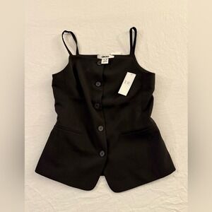 DKNY Black Button Front Spaghetti Strap Camisole Suit Top UE5VN978 Mens 8